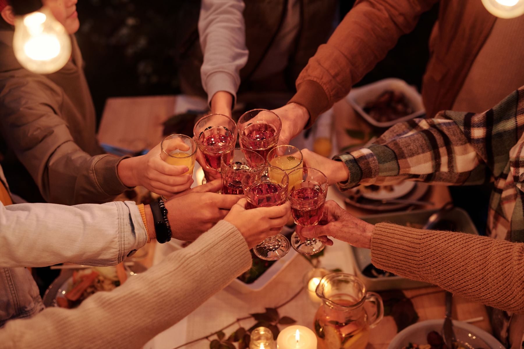 Friends raising their glasses in a toast